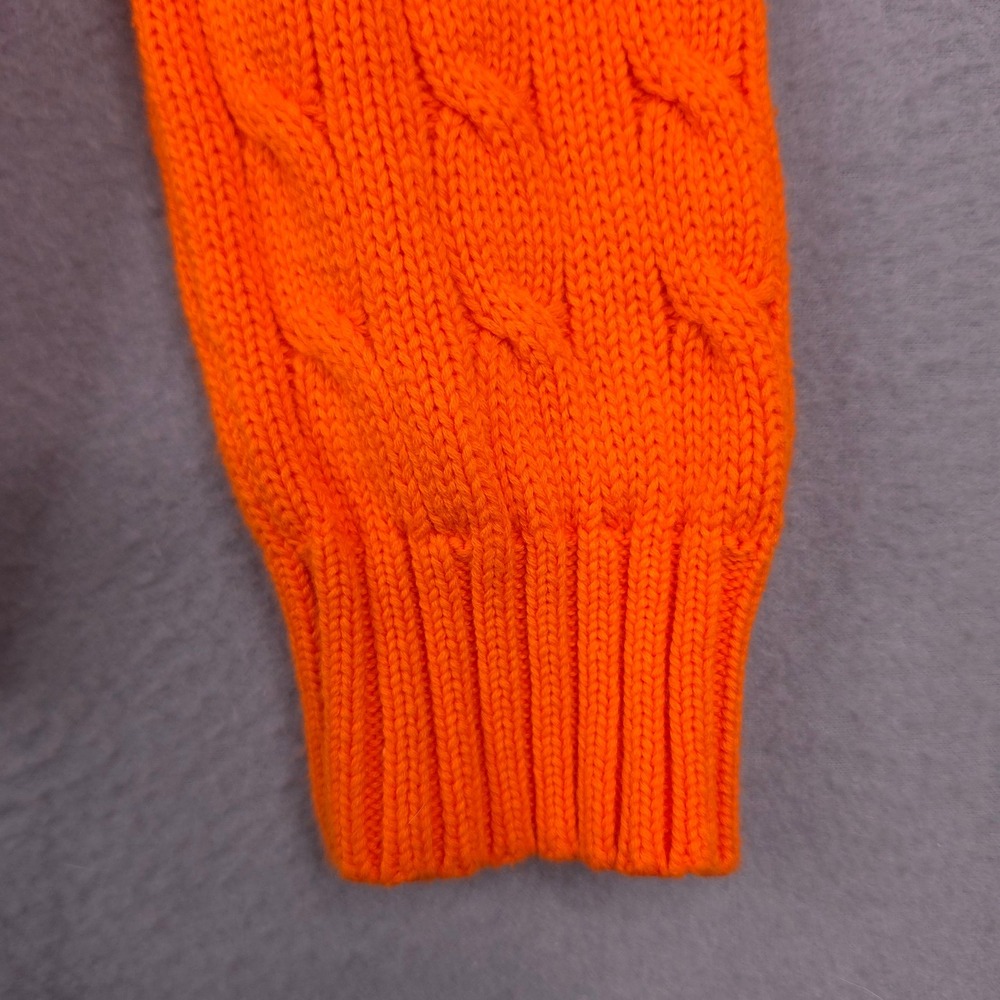 Ralph Lauren Sport Sweater V-Neck Cable Knit Orange Medium Cotton Preppy Classic - Picture 5 of 11